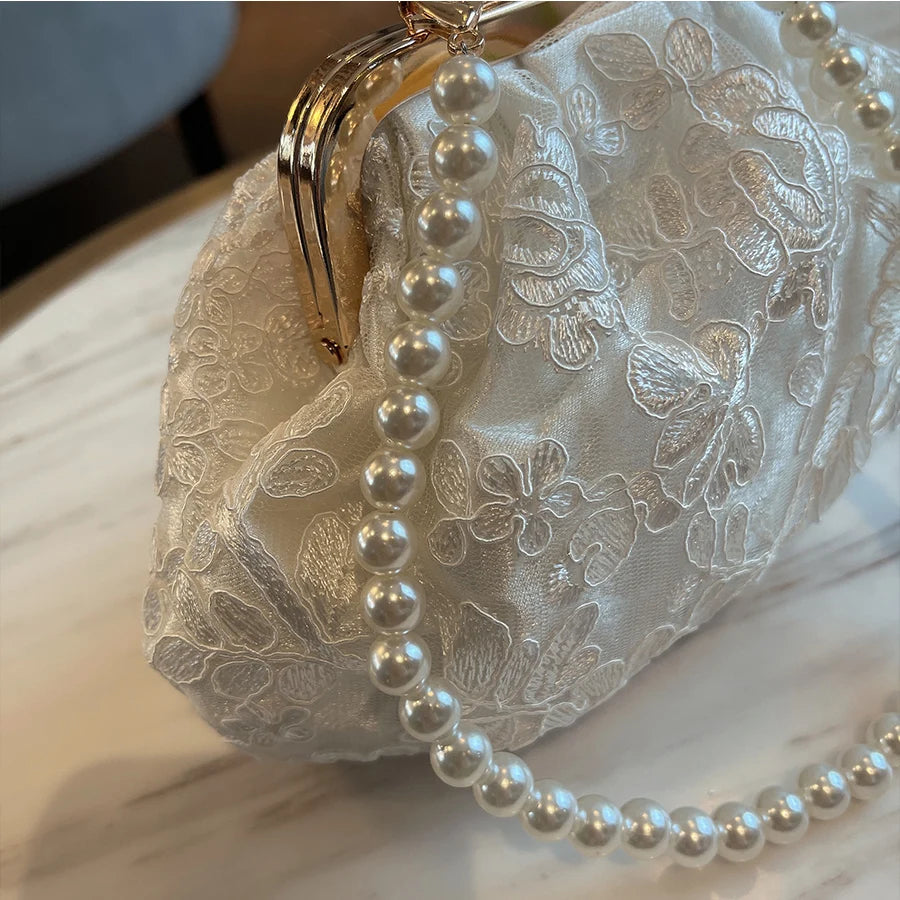 Tas Dames - Avondtasje met Parelketting en Kliksluiting | Chique