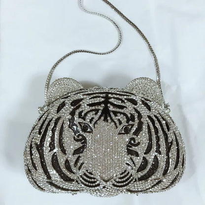 Tas Dames - Kristallen Avondtasje Tijger met Ketting | Opvallend