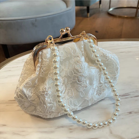 Tas Dames - Avondtasje met Parelketting en Kliksluiting | Chique