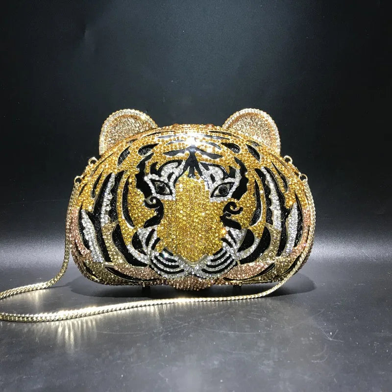 Tas Dames - Kristallen Avondtasje Tijger met Ketting | Opvallend