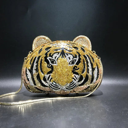 Tas Dames - Kristallen Avondtasje Tijger met Ketting | Opvallend
