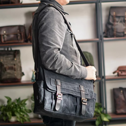 Tas Heren - Stoere Messenger met Dubbele Gesp en Brede Schouderband | Klassiek