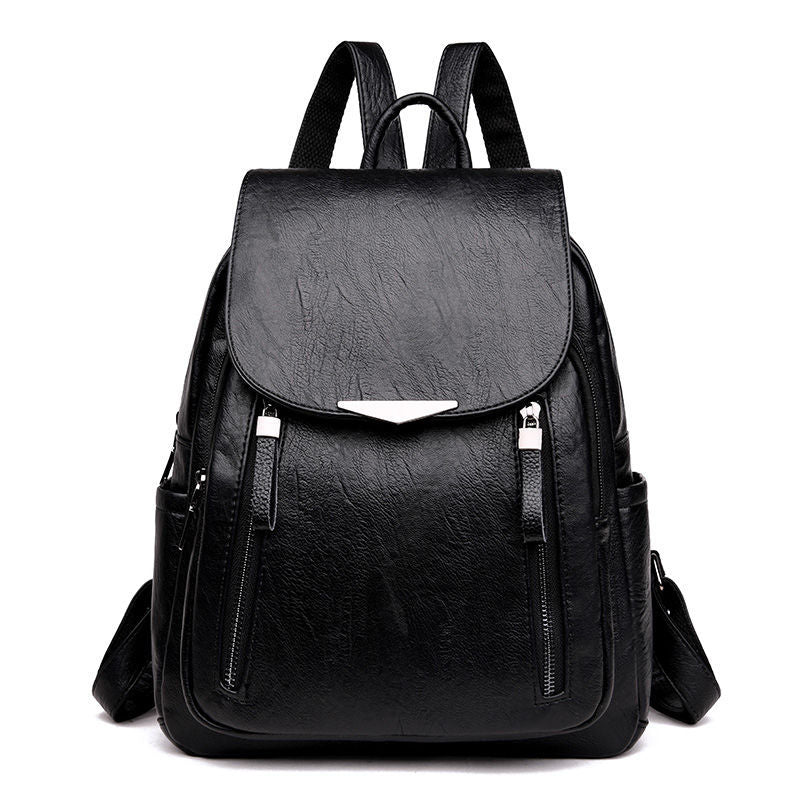 Tas Dames - Stijlvolle Rugzak met Klepje en Dubbele Frontrits | Casual Chique