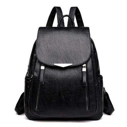 Tas Dames - Stijlvolle Rugzak met Klepje en Dubbele Frontrits | Casual Chique