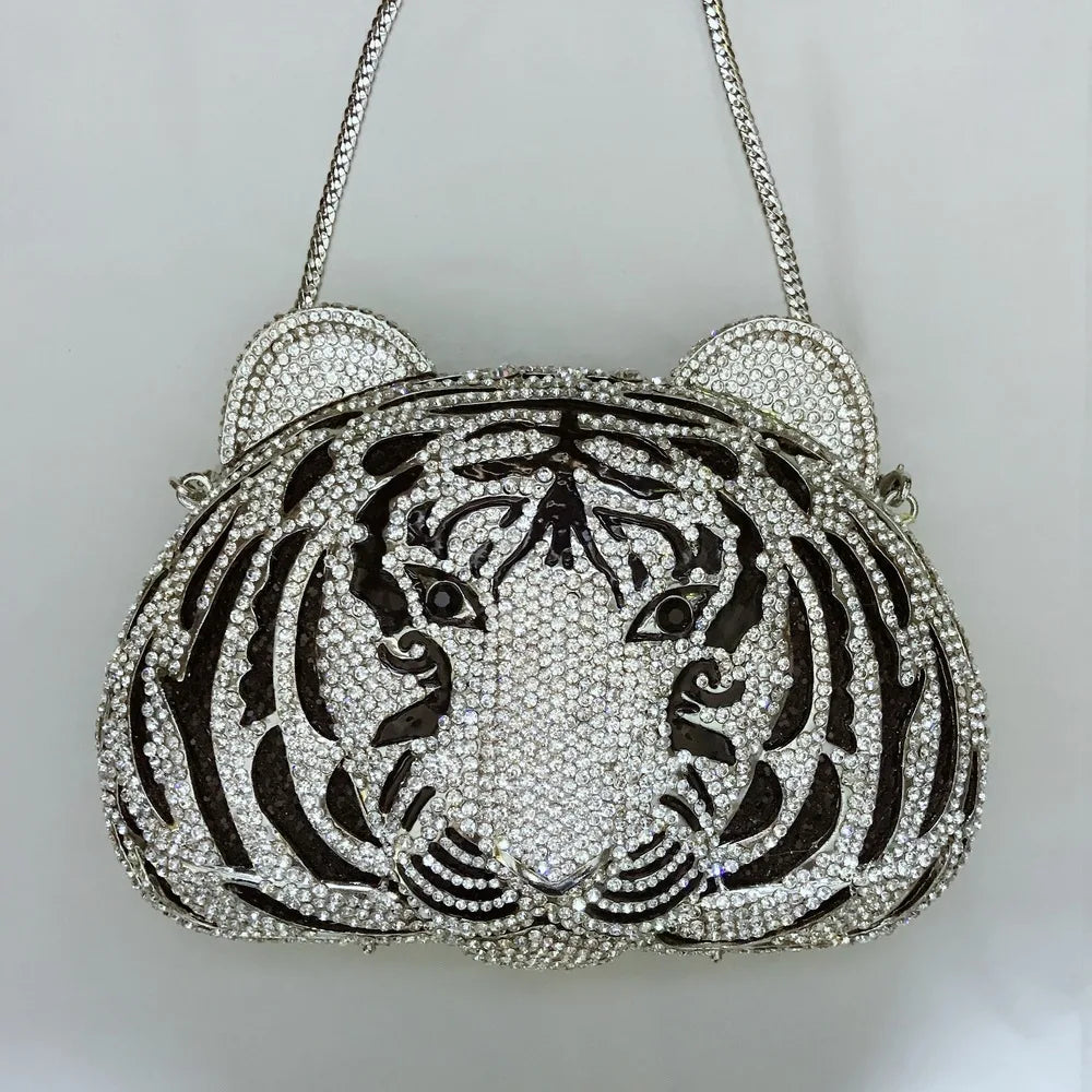 Tas Dames - Kristallen Avondtasje Tijger met Ketting | Opvallend