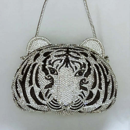Tas Dames - Kristallen Avondtasje Tijger met Ketting | Opvallend