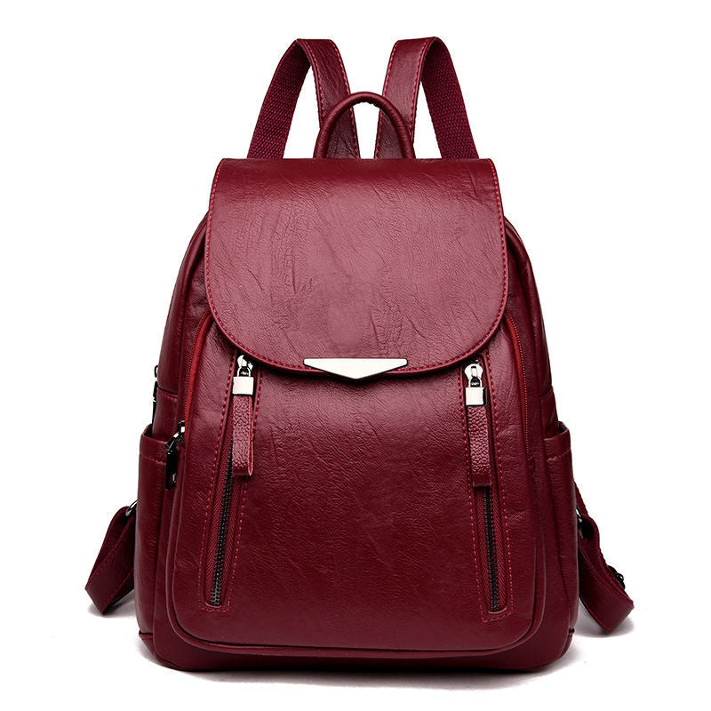 Tas Dames - Stijlvolle Rugzak met Klepje en Dubbele Frontrits | Casual Chique