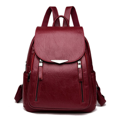 Tas Dames - Stijlvolle Rugzak met Klepje en Dubbele Frontrits | Casual Chique