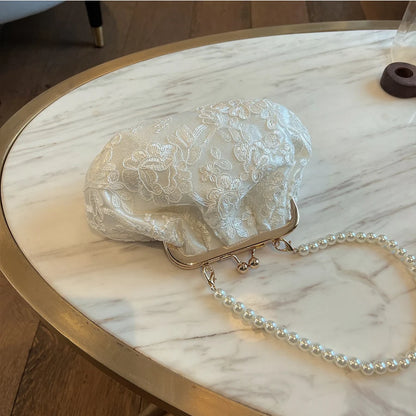Tas Dames - Avondtasje met Parelketting en Kliksluiting | Chique