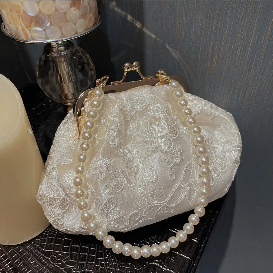 Tas Dames - Avondtasje met Parelketting en Kliksluiting | Chique