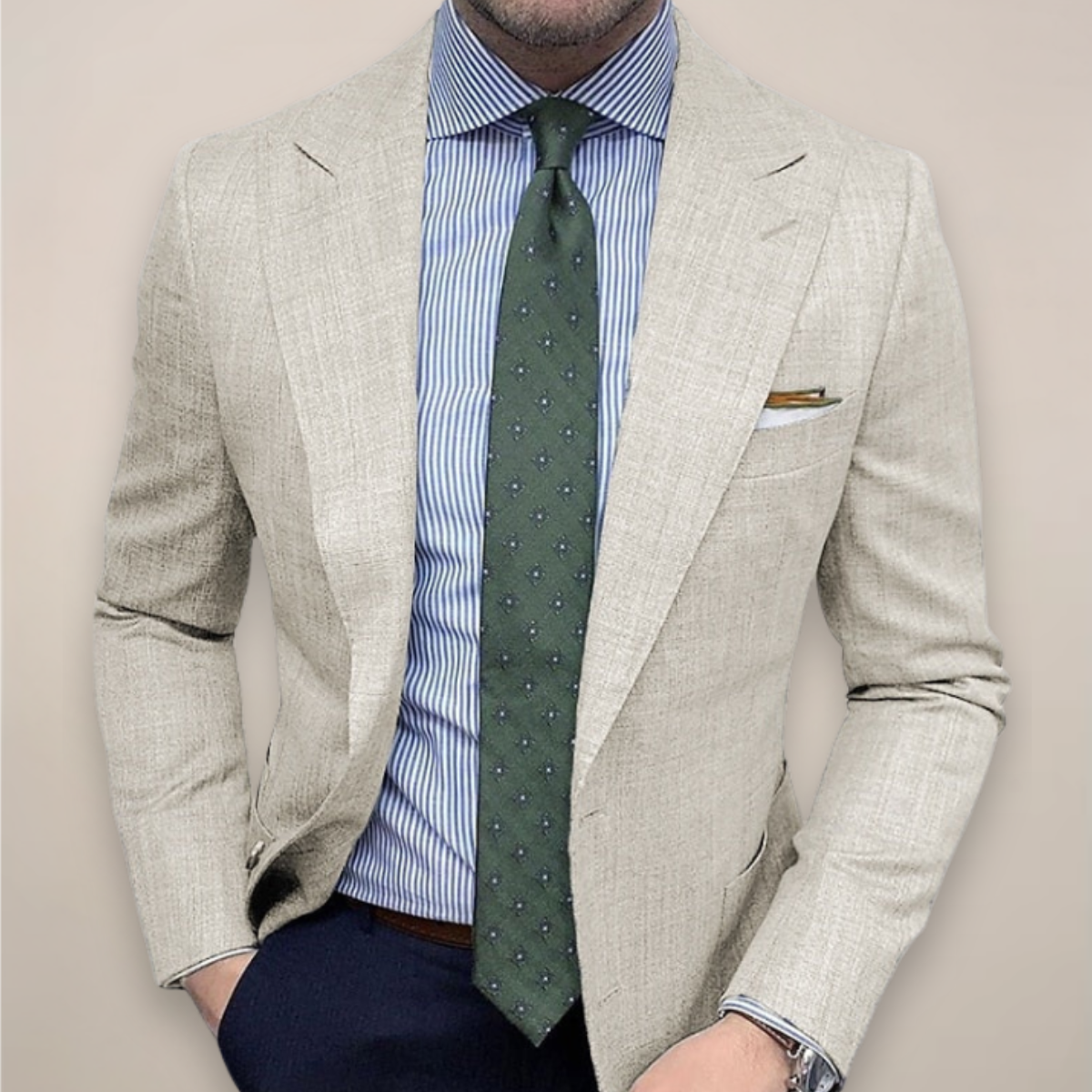 Blazer Heren - Slim Fit met Klassieke Revers en Pochet | Elegant