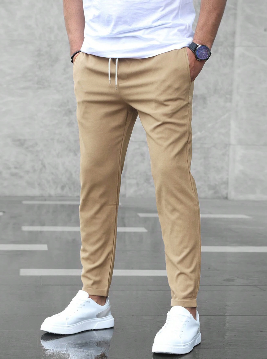 Broek Heren - Slim Tapered Fit met Elastische Taille | Rekbaar
