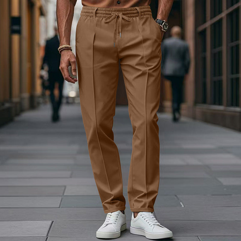 Pantalon Heren - Elastische Taille met Trekkoord en Persvouw | Slim Fit
