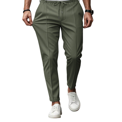 Pantalon Heren - Elastische Taille met Trekkoord en Persvouw | Slim Fit