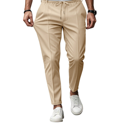 Pantalon Heren - Elastische Taille met Trekkoord en Persvouw | Slim Fit