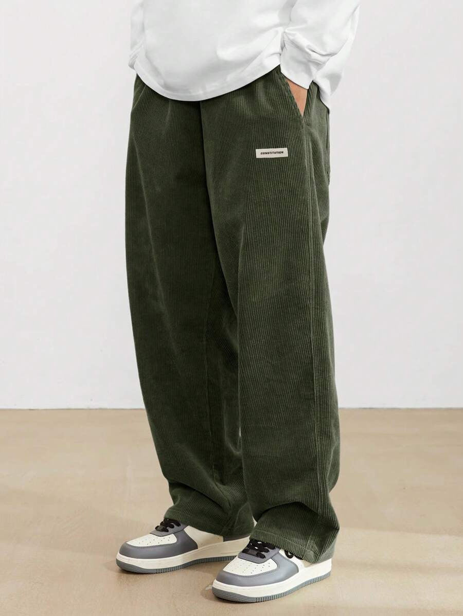 Broek Heren - Wijde Relaxed Fit met Labeldetail | Casual