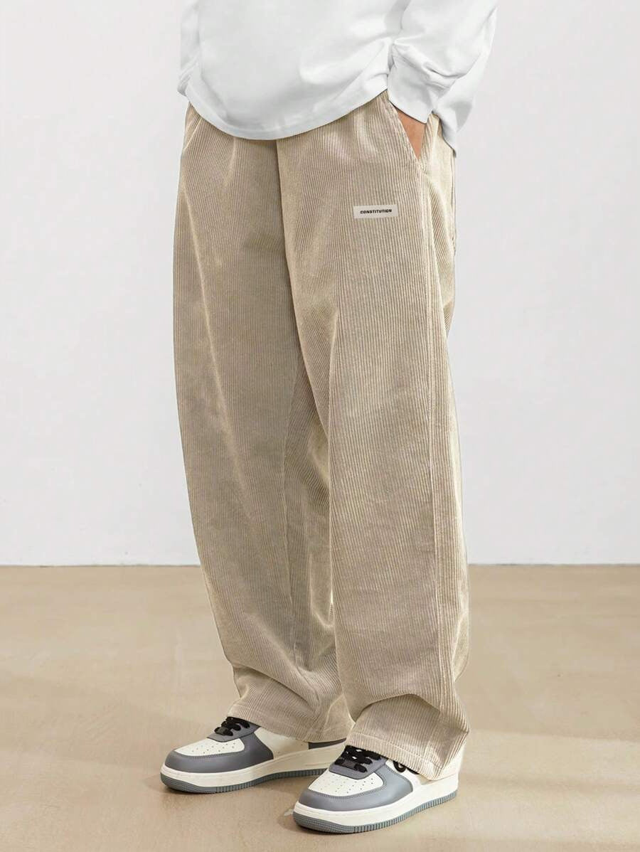 Broek Heren - Wijde Relaxed Fit met Labeldetail | Casual