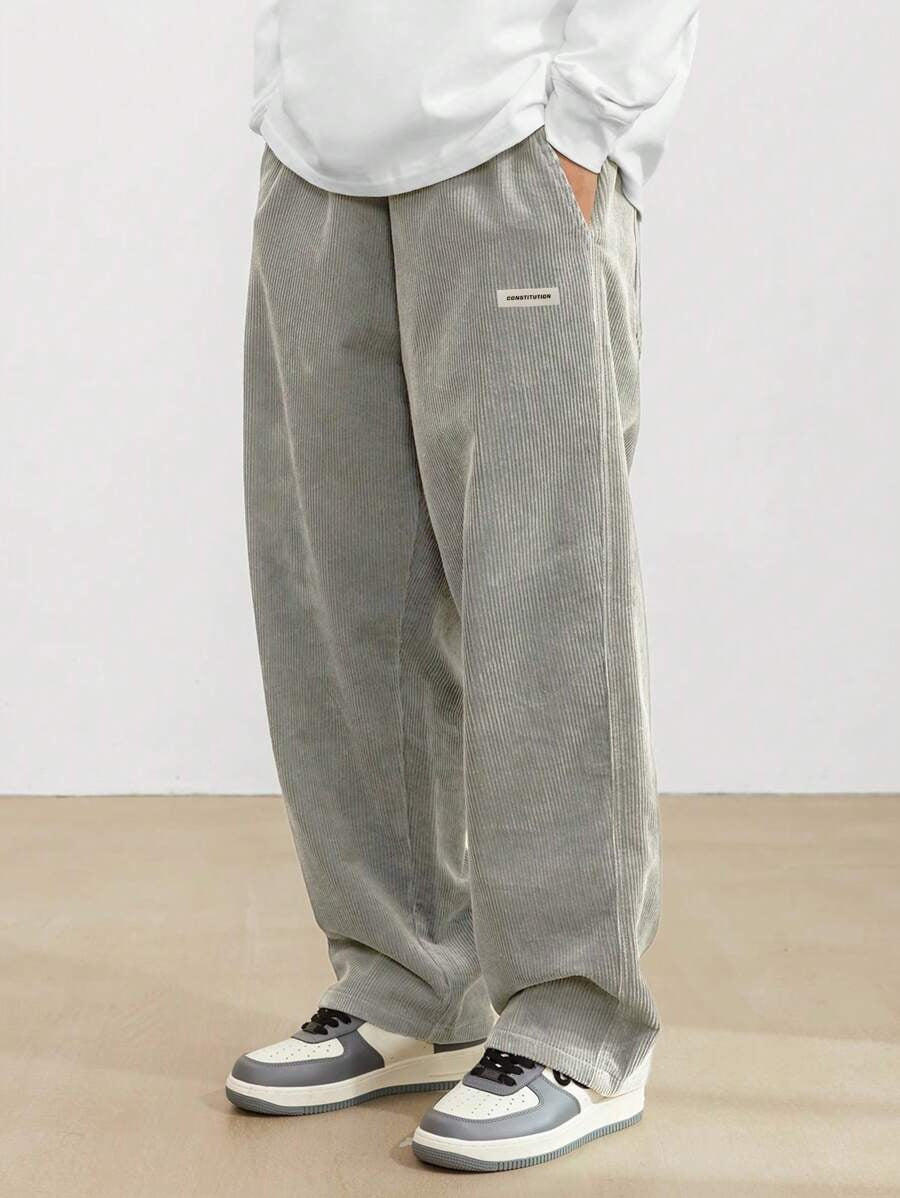Broek Heren - Wijde Relaxed Fit met Labeldetail | Casual