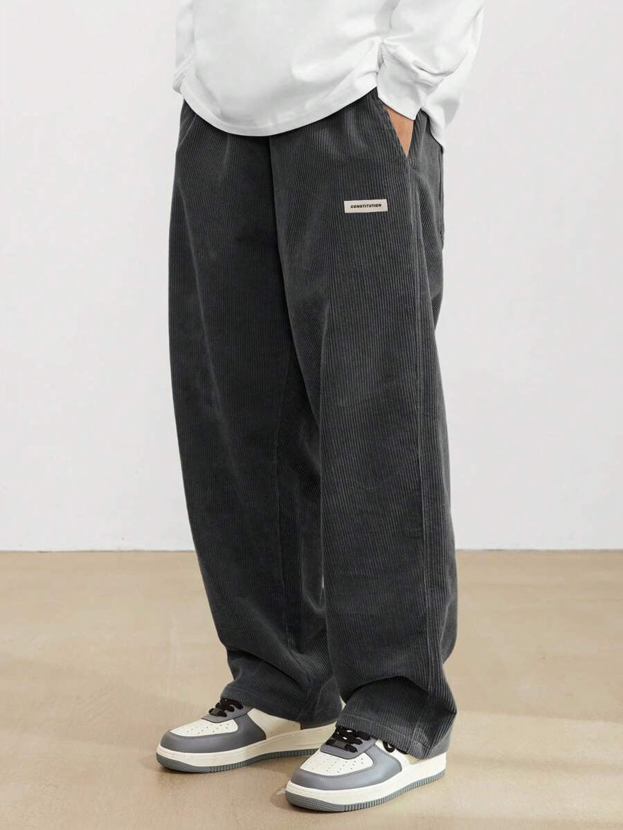 Broek Heren - Wijde Relaxed Fit met Labeldetail | Casual