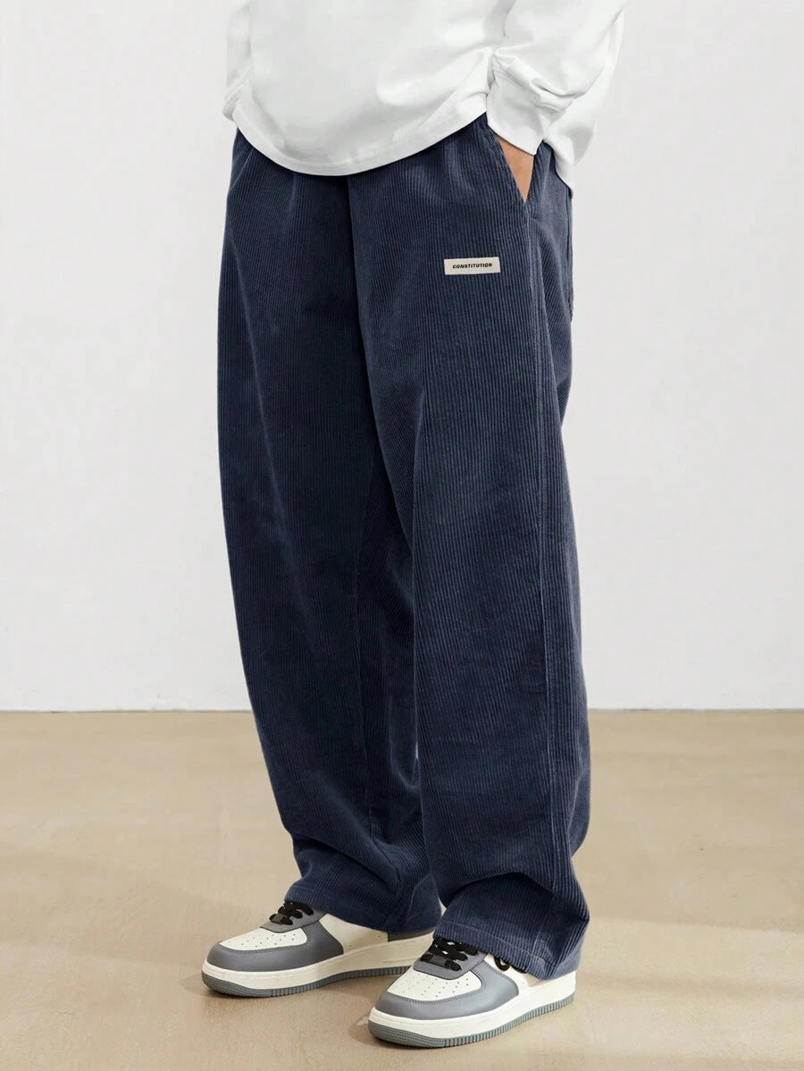 Broek Heren - Wijde Relaxed Fit met Labeldetail | Casual