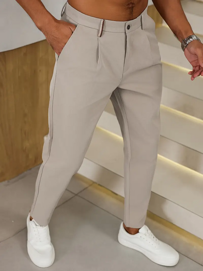 Pantalon Heren - Slim Fit met Hoge Taille en Knoopsluiting | Klassiek