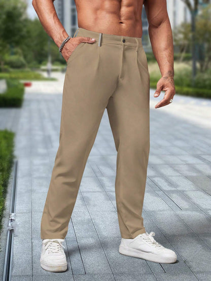 Pantalon Heren - Slim Fit met Hoge Taille en Knoopsluiting | Klassiek