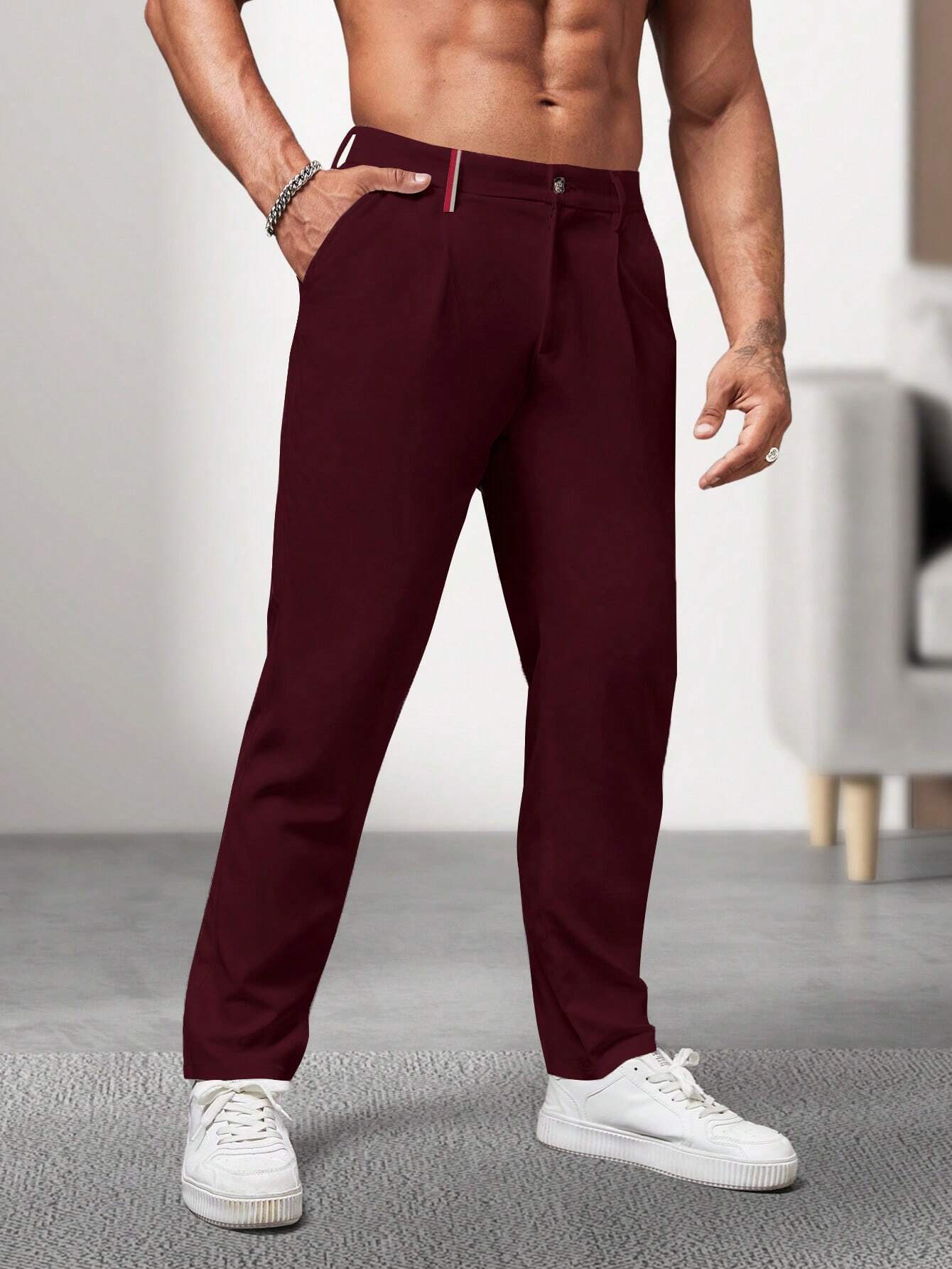 Pantalon Heren - Slim Fit met Hoge Taille en Knoopsluiting | Klassiek