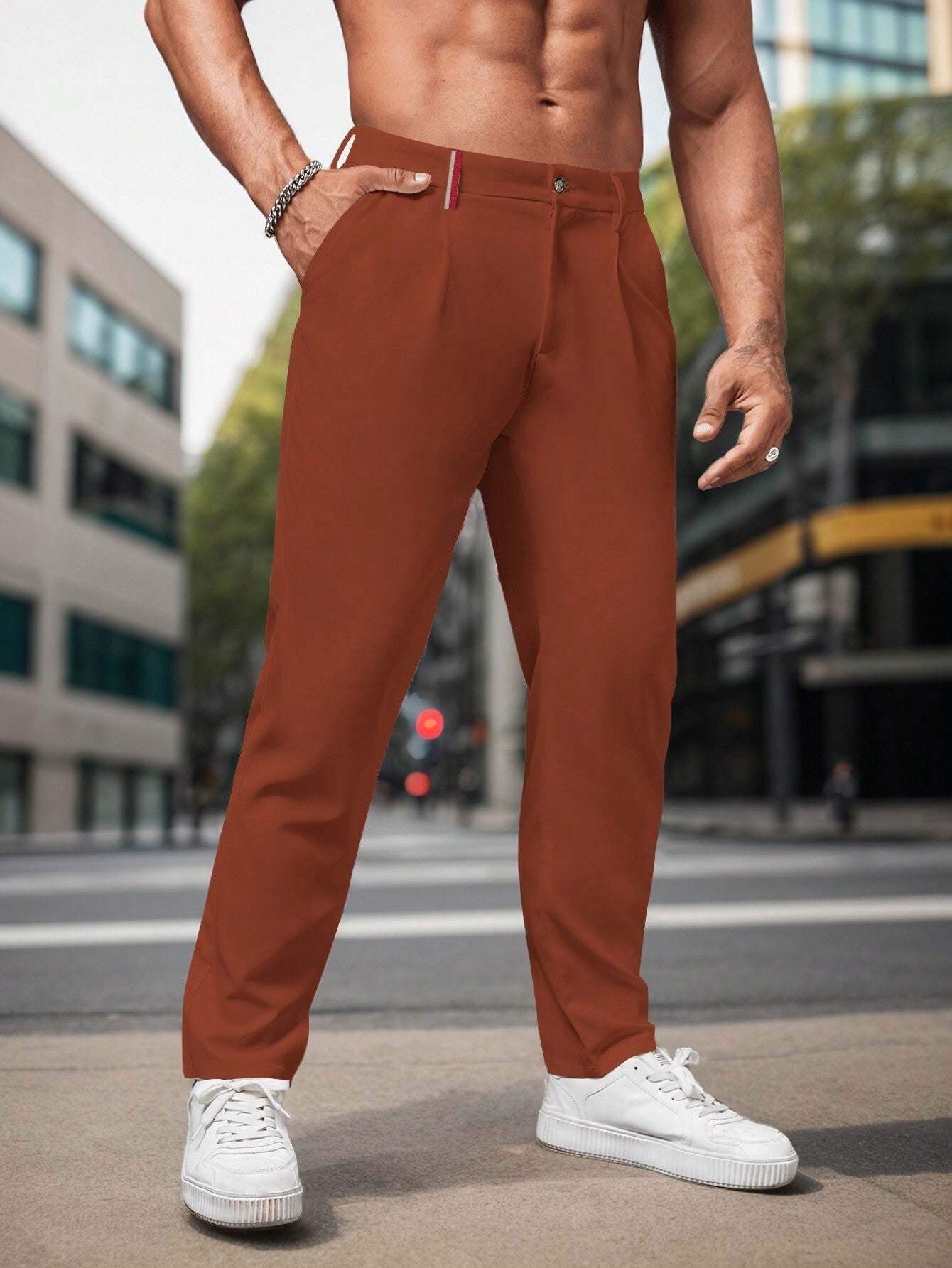 Pantalon Heren - Slim Fit met Hoge Taille en Knoopsluiting | Klassiek