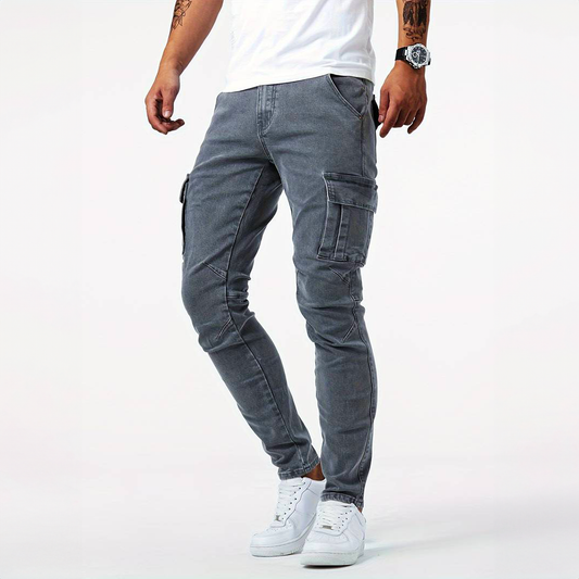 Jeans Heren - Slim Fit met Cargo Zijzakken en Kniepanelen | Modern