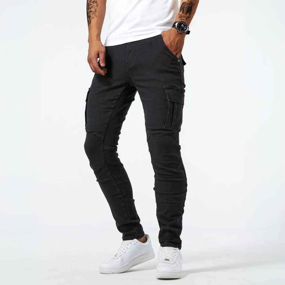 Jeans Heren - Slim Fit met Cargo Zijzakken en Kniepanelen | Modern