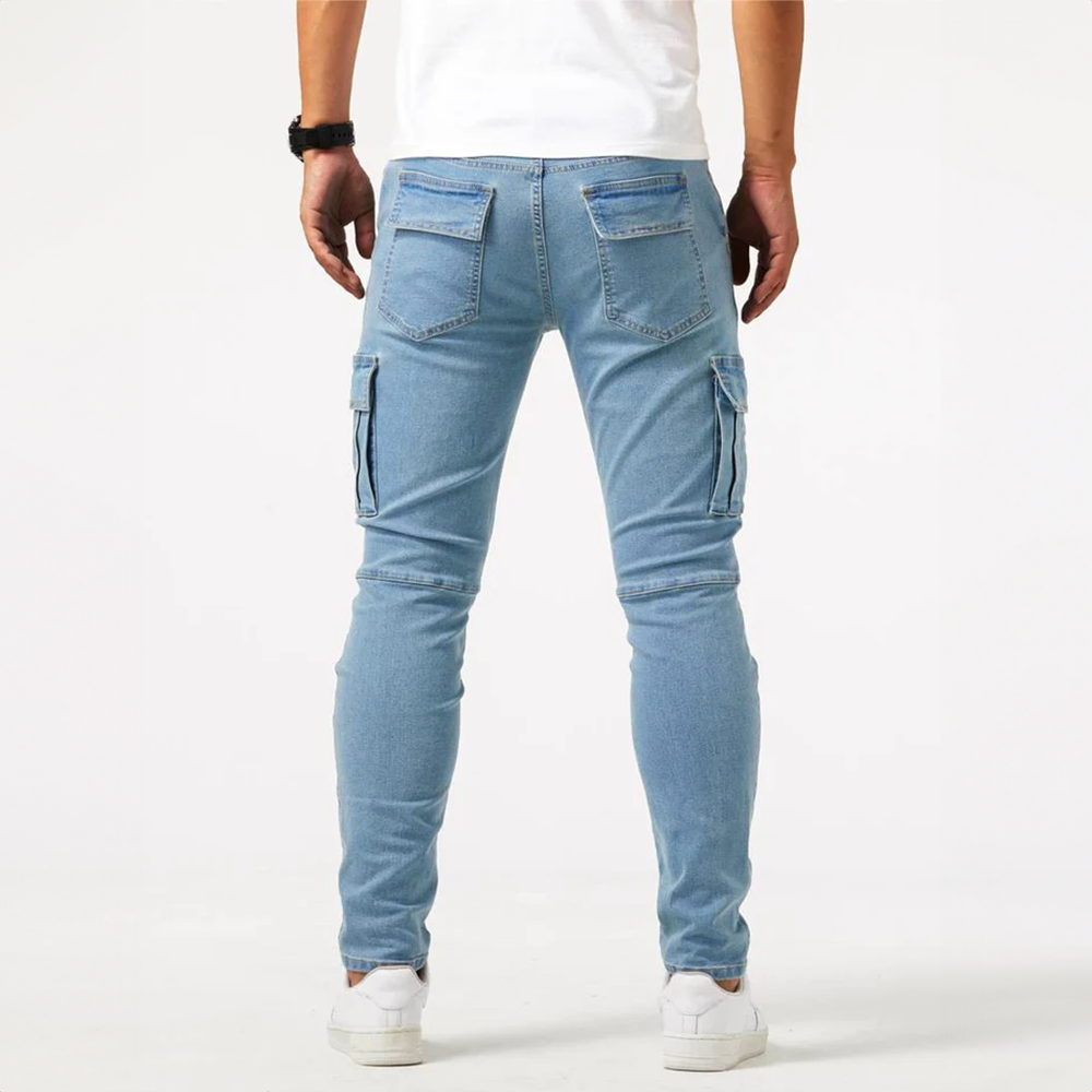 Jeans Heren - Slim Fit met Cargo Zijzakken en Kniepanelen | Modern