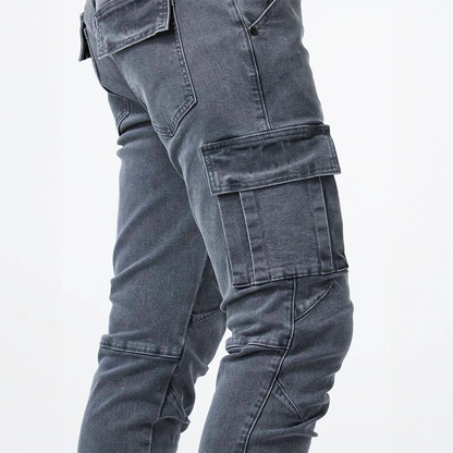 Jeans Heren - Slim Fit met Cargo Zijzakken en Kniepanelen | Modern