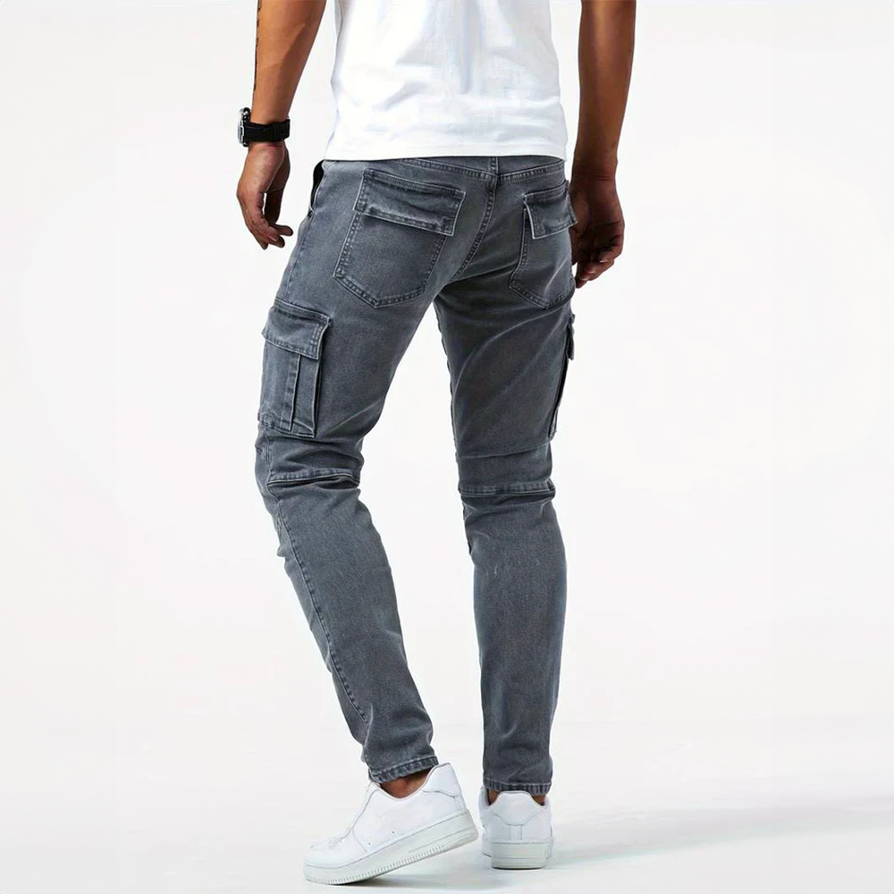 Jeans Heren - Slim Fit met Cargo Zijzakken en Kniepanelen | Modern