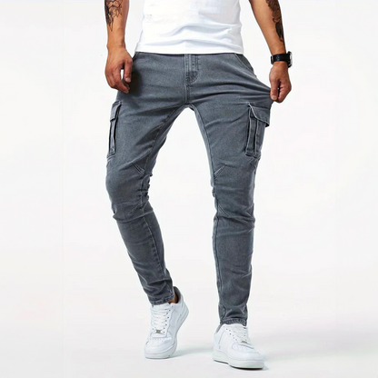 Jeans Heren - Slim Fit met Cargo Zijzakken en Kniepanelen | Modern
