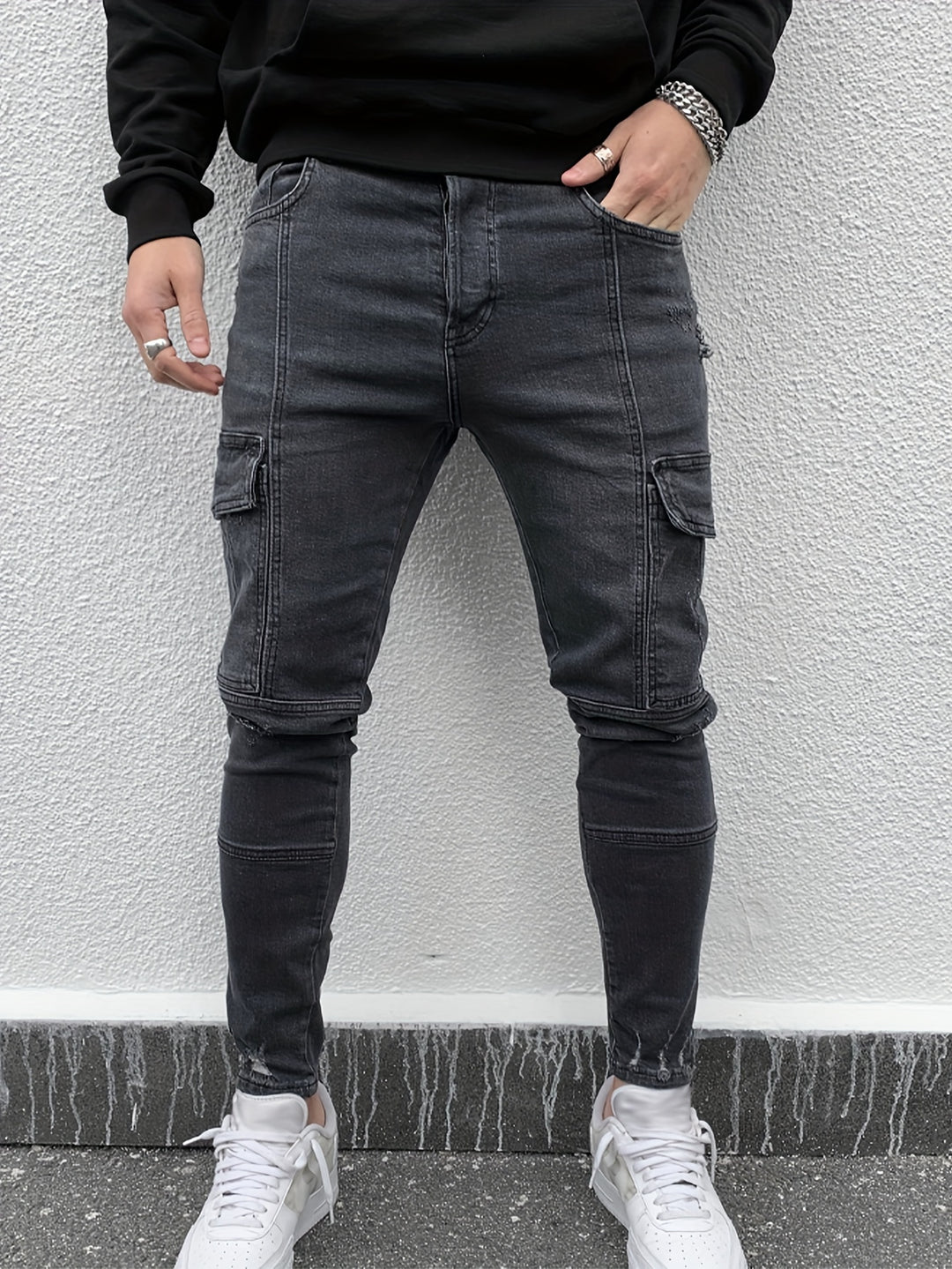 Jeans Heren - Skinny Fit met Zijzakken en Kniepanelen | Urban
