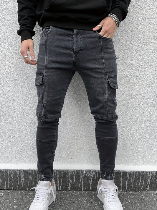 Jeans Heren - Skinny Fit met Zijzakken en Kniepanelen | Urban