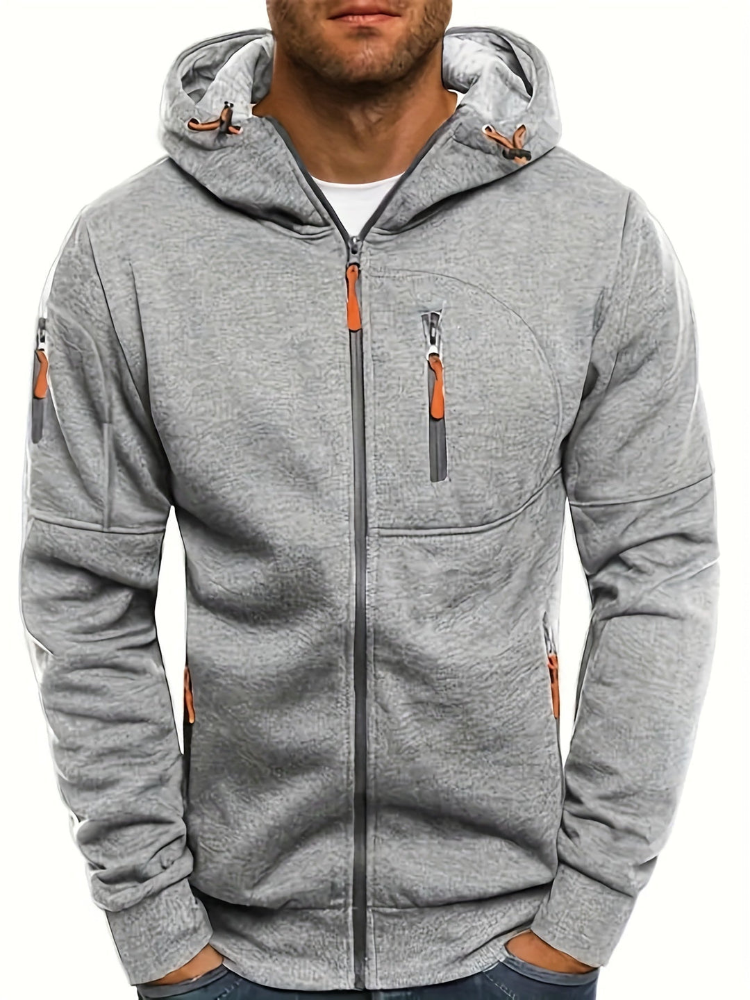 Hoodie Heren - Zip Model met Capuchon en Meerdere Zakken