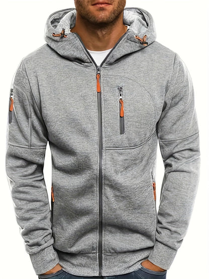 Hoodie Heren - Zip Model met Capuchon en Meerdere Zakken