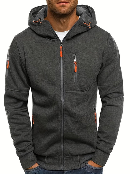 Hoodie Heren - Zip Model met Capuchon en Meerdere Zakken
