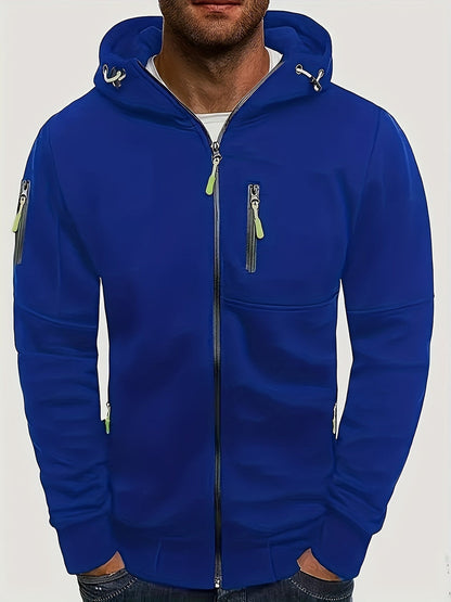 Hoodie Heren - Zip Model met Capuchon en Meerdere Zakken