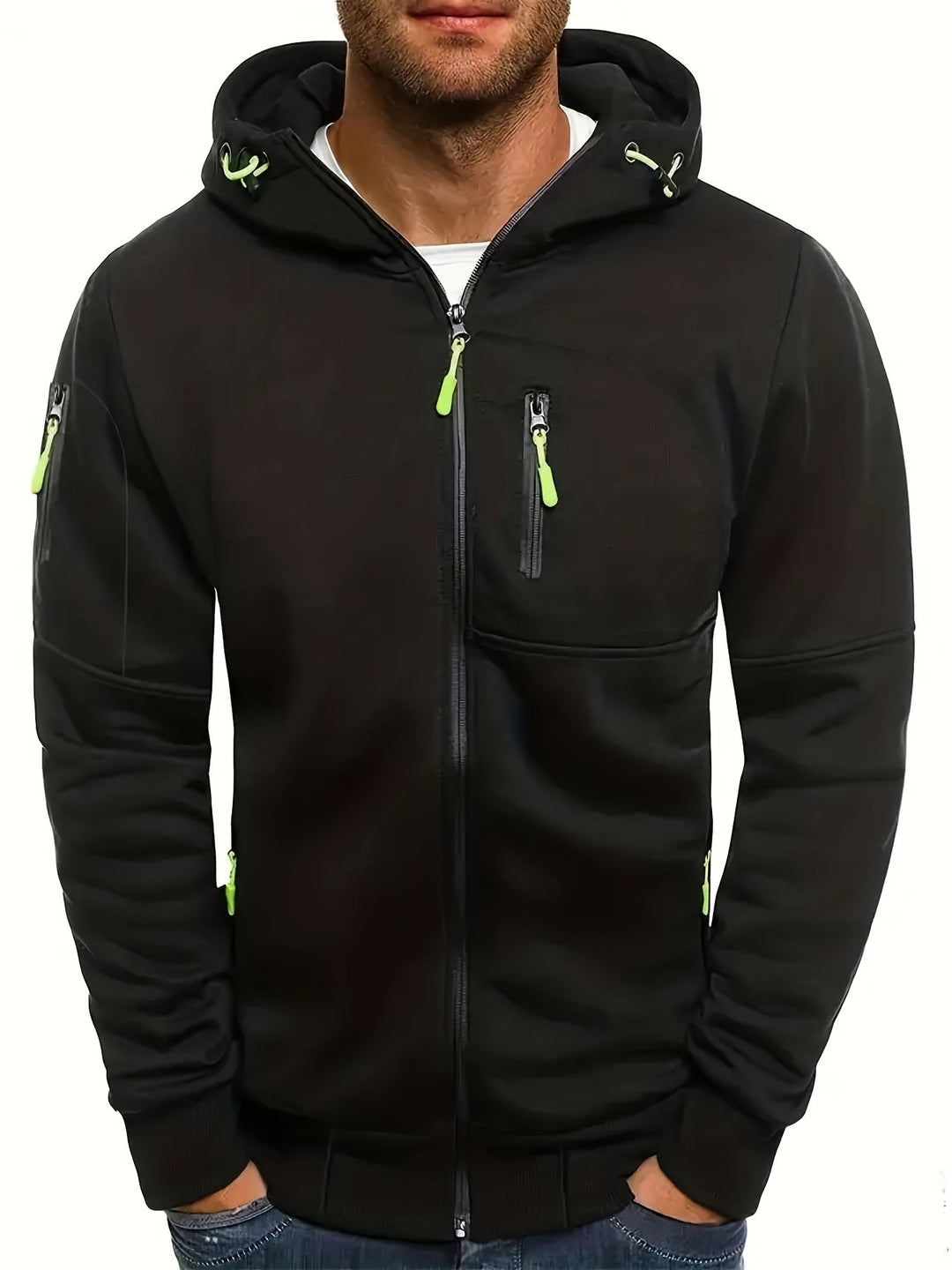 Hoodie Heren - Zip Model met Capuchon en Meerdere Zakken