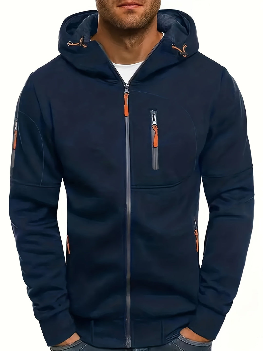 Hoodie Heren - Zip Model met Capuchon en Meerdere Zakken