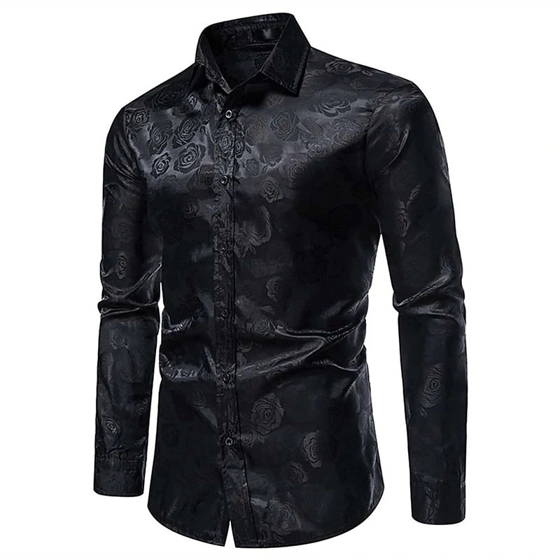 Overhemd Heren - Slim Fit met Rozenprint en Lange Mouwen | Trendy