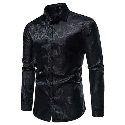 Overhemd Heren - Slim Fit met Rozenprint en Lange Mouwen | Trendy
