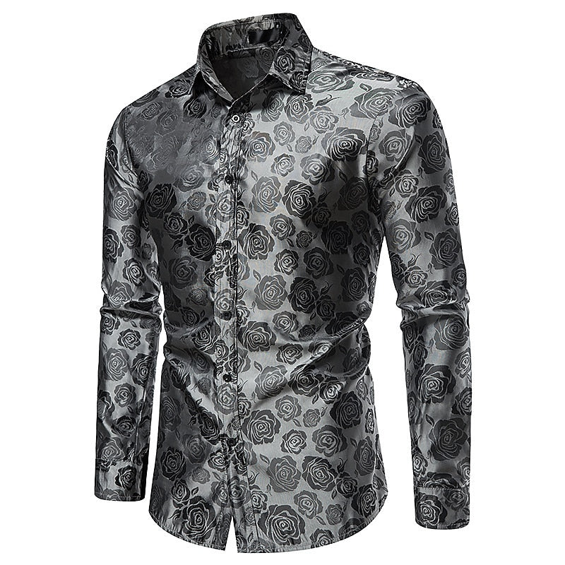 Overhemd Heren - Slim Fit met Rozenprint en Lange Mouwen | Trendy