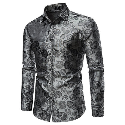 Overhemd Heren - Slim Fit met Rozenprint en Lange Mouwen | Trendy