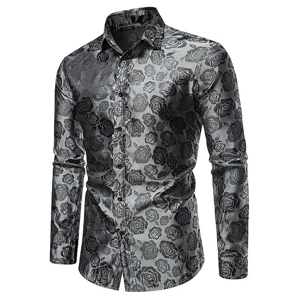 Overhemd Heren - Slim Fit met Rozenprint en Lange Mouwen | Trendy