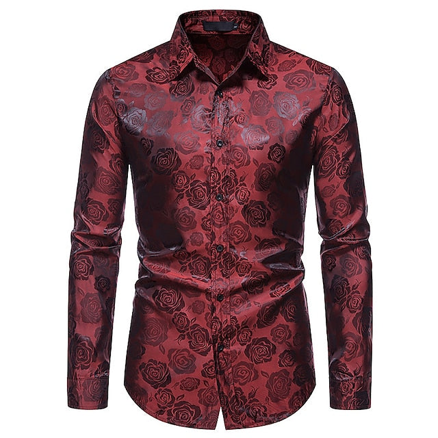 Overhemd Heren - Slim Fit met Rozenprint en Lange Mouwen | Trendy