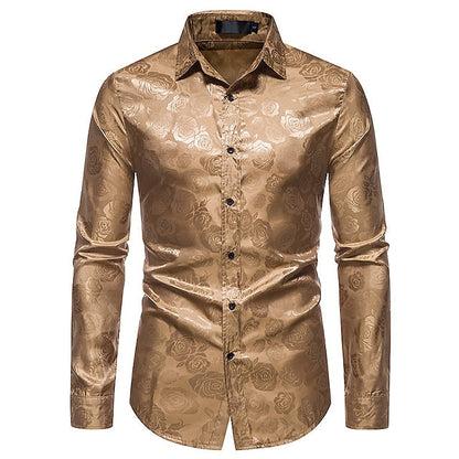 Overhemd Heren - Slim Fit met Rozenprint en Lange Mouwen | Trendy