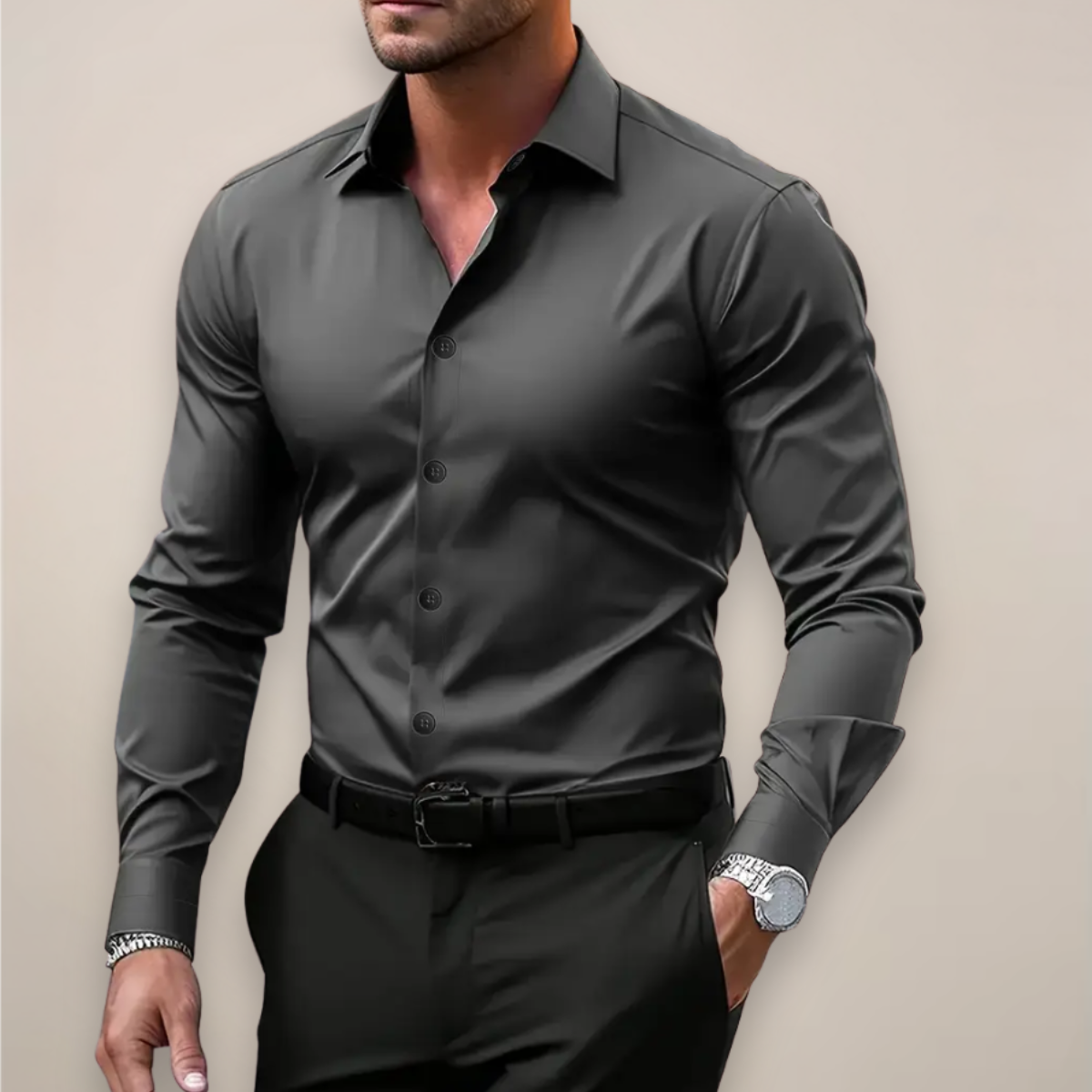 Overhemd Heren - Slim Fit met Lange Mouwen | Stijlvol Zakelijk